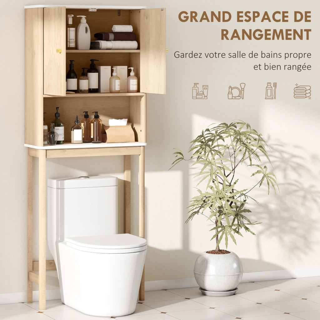Mobile WC salvaspazio ¨C Xylo ¨C legno rovere con ante e ripiani 66x25x168 cm