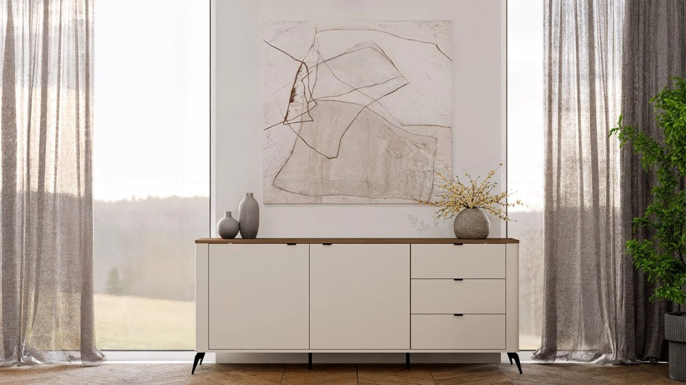 Cassettiera CORDOBA 2d3s cashmere beige rovere CASTELLO mobile 3 cassetti cichy domyk per camera e soggiorno