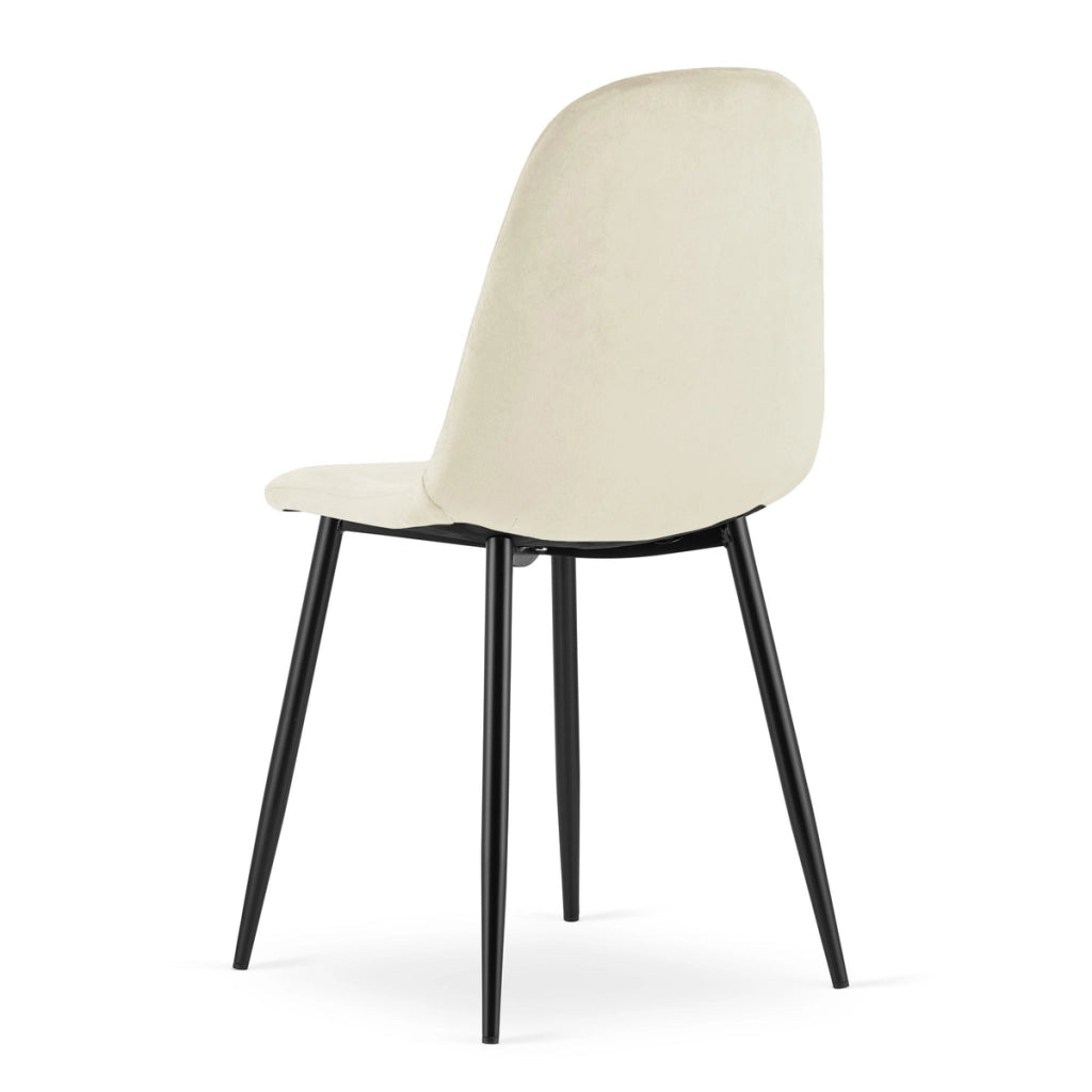 Set di 2 sedie Asti in velluto beige e metallo nero