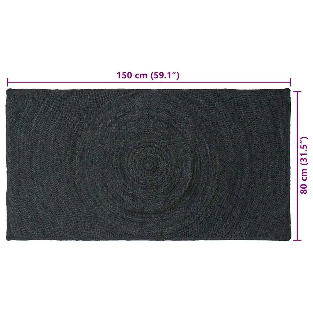 Tappeti per area | Tappeti a zone Grigio Scuro 80 x 150 cm Juta
