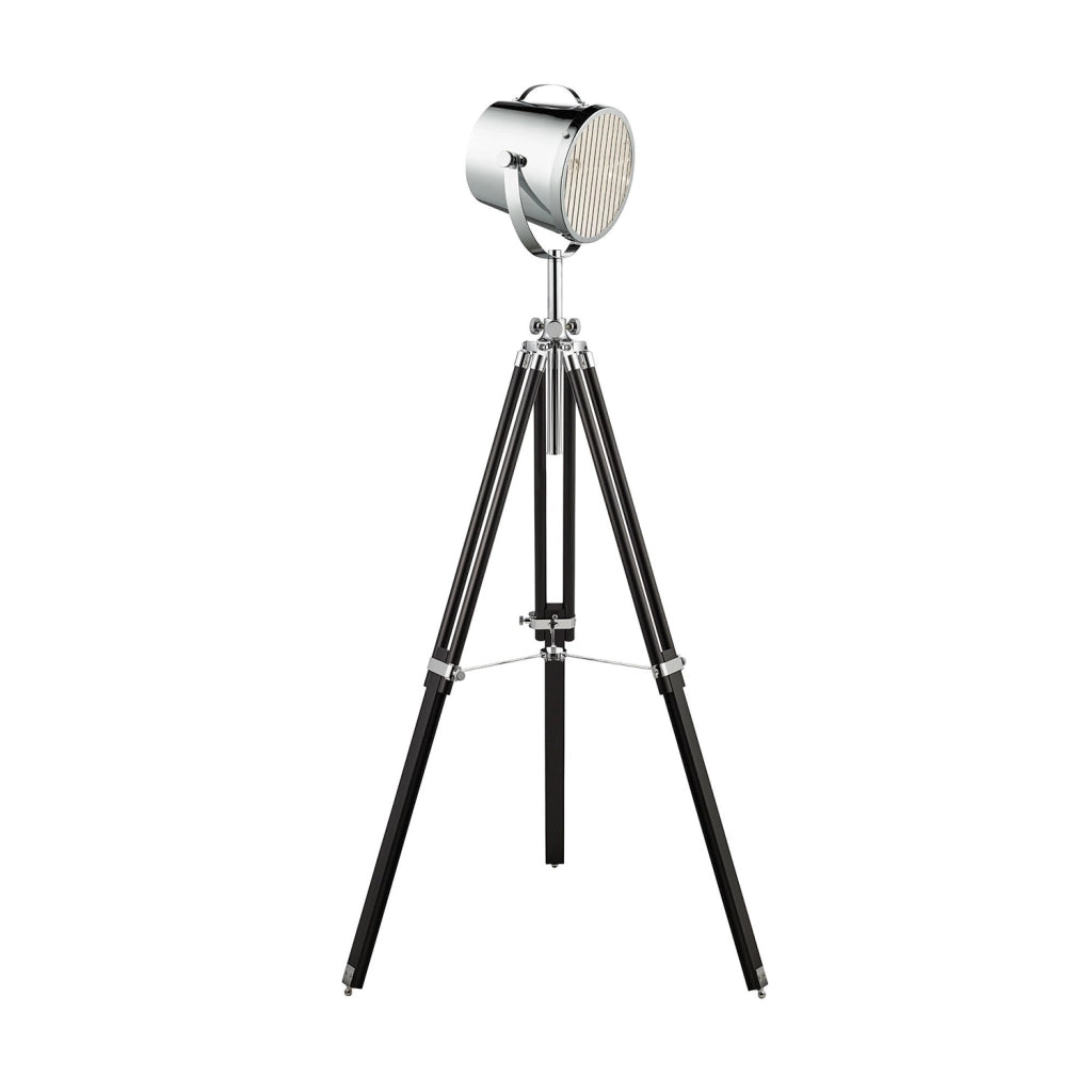 Piantana Contemporaneo Studio Acciaio Cromo Nero 1 Luce E27