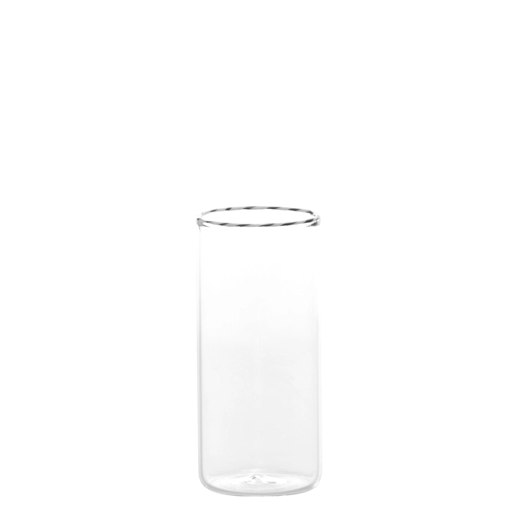 Intrecci Set 6 Bicchieri Highball in Vetro Borosilicato Soffiato a Mano, Elegante Design Bianco e Nero per Long Drink e Cocktail, Alta Resistenza