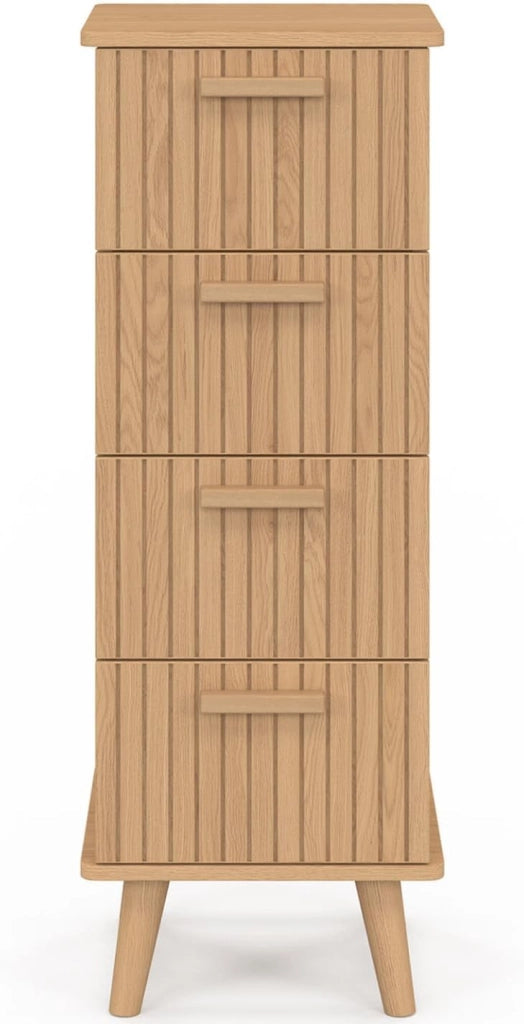 JULIETTE mobile a 4 cassetti, 30 cm, armadio a doghe color rovere con doghe in legno