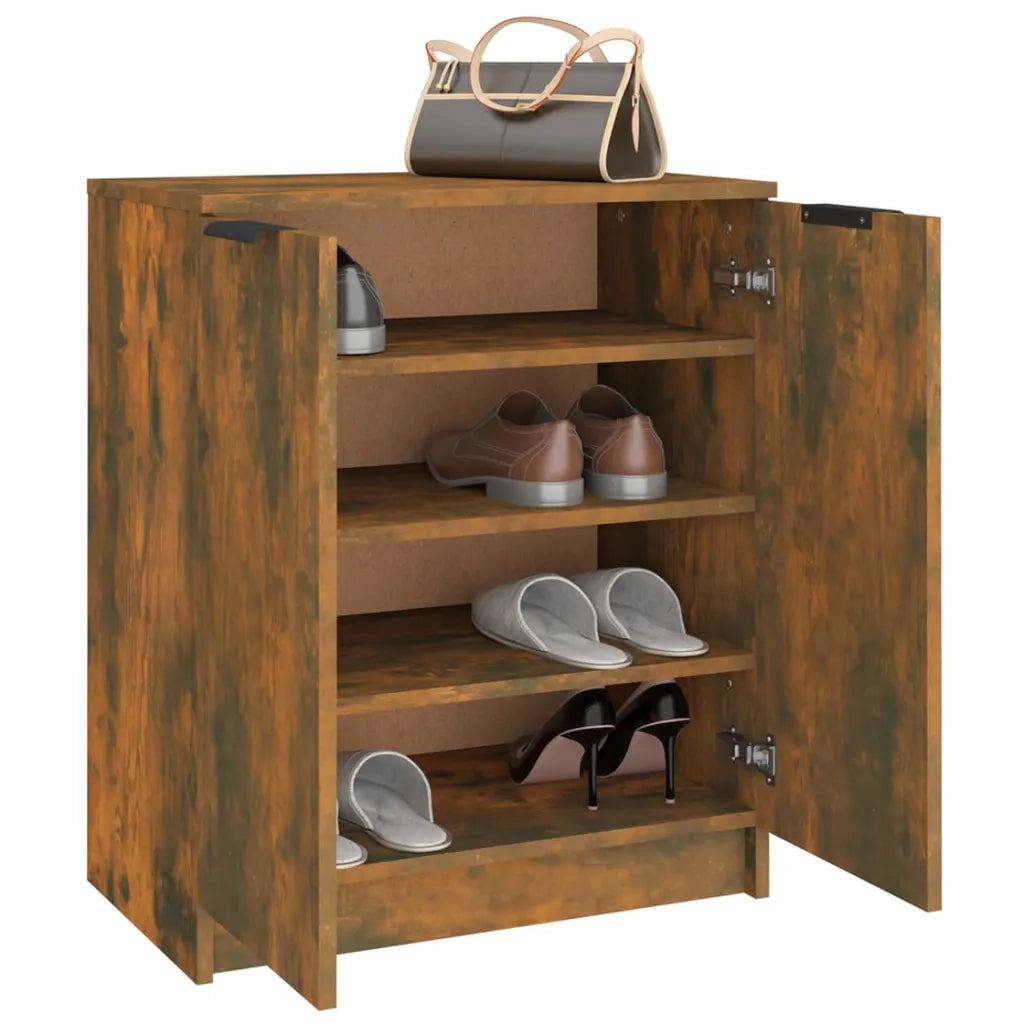 Scarpiera-Scaffale per scarpe Rovere Fumo 59x35x70 cm in Legno Multistrato
