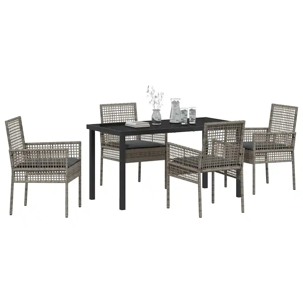 Set da Pranzo per Giardino con cuscino 5 pcs Grigio polyrattan 3379879