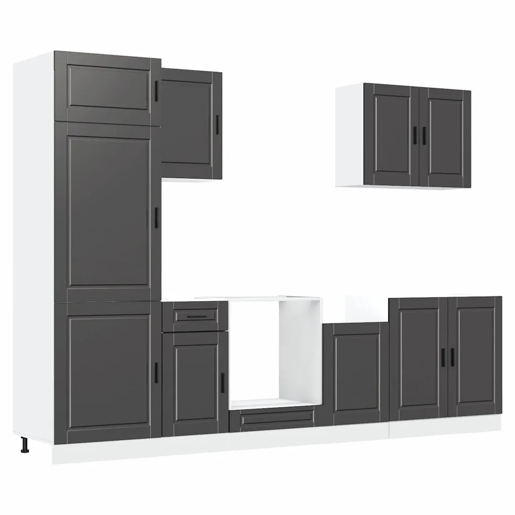 Set Mobili da Cucina 7 pz Kalmar Neri Legno Multistrato