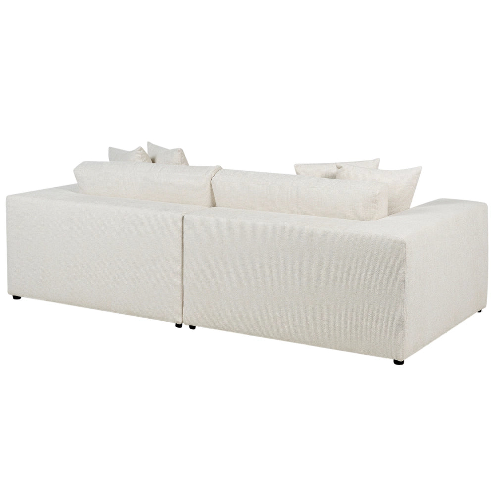 Divano 3 posti in tessuto di poliestere bianco sporco 240 cm x 120 cm x 61 cm con schienale e braccioli soggiorno moderno