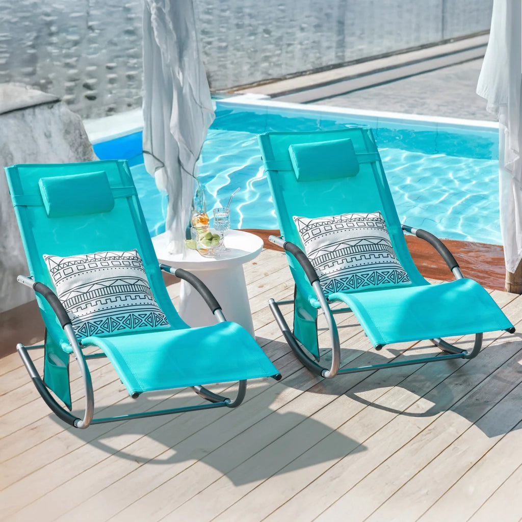 SoBuy 2 x Sdraio a dondolo con poggiatesta 63x150x87cm OGS28-HBX2