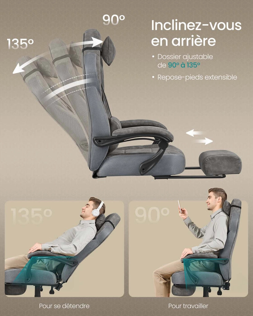 Comoda sedia da ufficio spessore 10 cm altezza regolabile ergonomica grigia 12_0005899