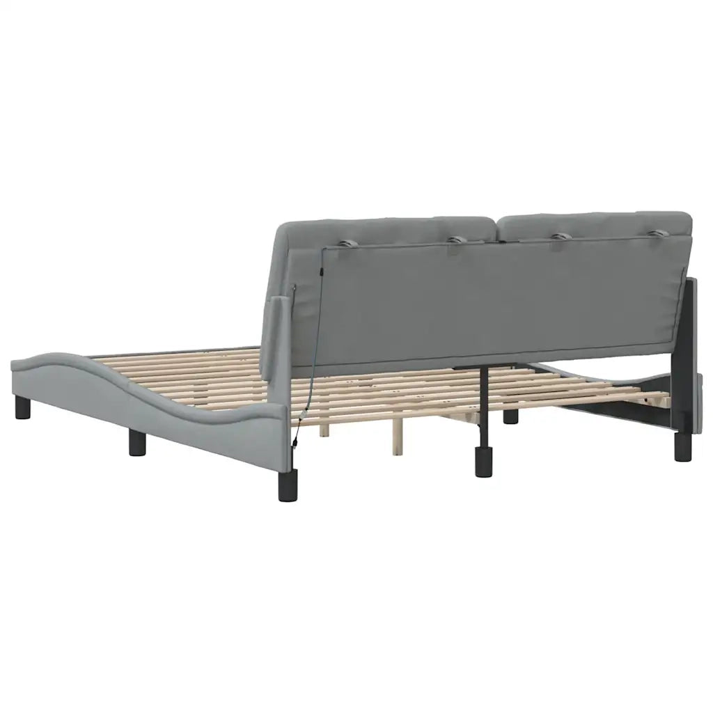 vidaXL Giroletto con LED senza Materasso 160x200 cm Tessuto