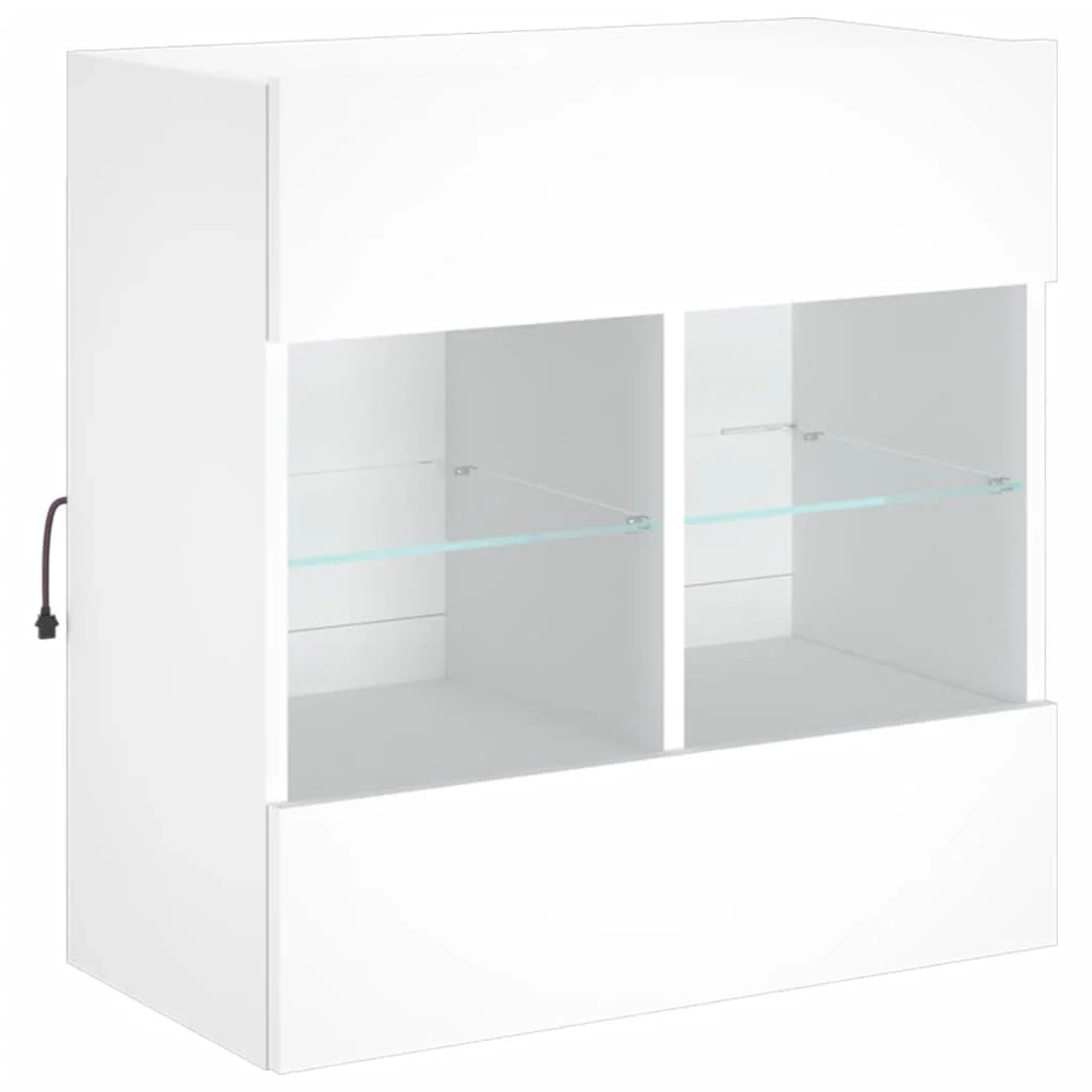 Mobile TV multimediale mensola TV credenza mobile TV sala da pranzo soggiorno camera da letto mobile da parete con luci LED 58,5 x 30 x 60,5 cm bianco 02_0027895