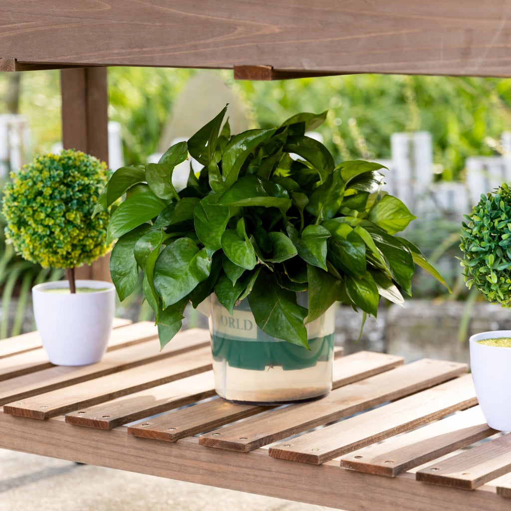 Fioriera da Giardino con Ruote ¨C zephmum ¨C Legno di Abete, Ripiano Pieghevole