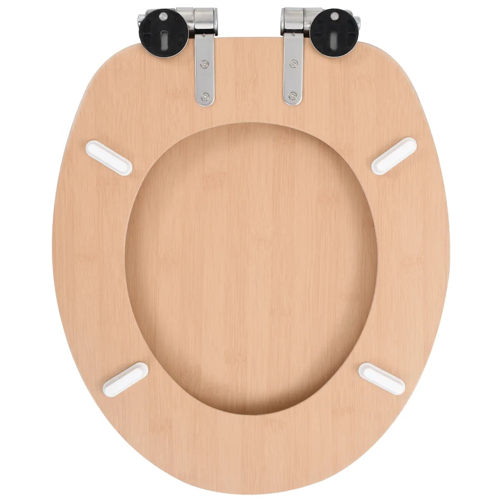 Tavoletta WC Coperchio Chiusura Morbida MDF Design a Bambù 143926