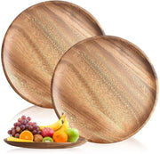 2 pezzi di piatti in legno di circa 20cm, piatti in legno di acacia, piatti rotondi in legno, piatto di servizio, tavola rotonda in legno, piatto per snack, piatto per dessert, piatto decorativo in legno, per dessert, panini, dolci, ecc.
