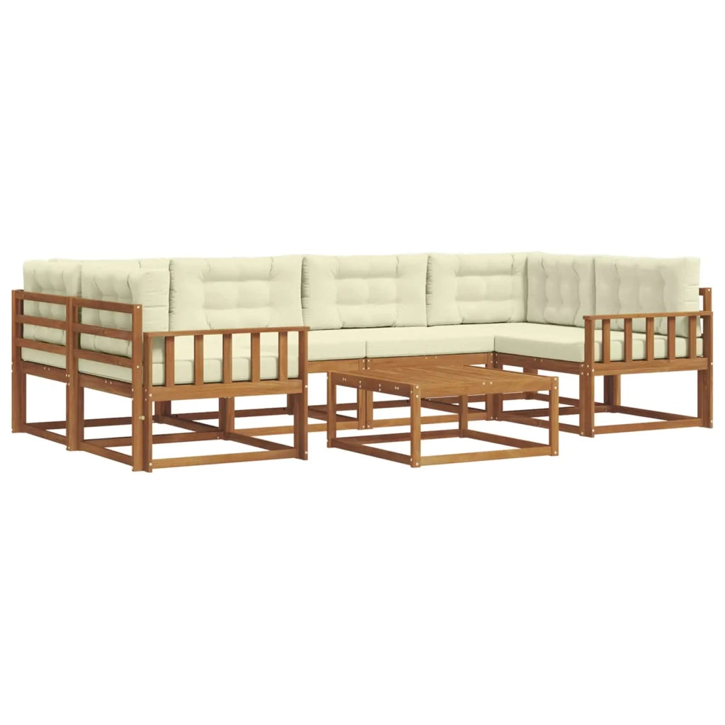 Set di divani da esterno con cuscino 7 pcs Naturale e Crema 3367258