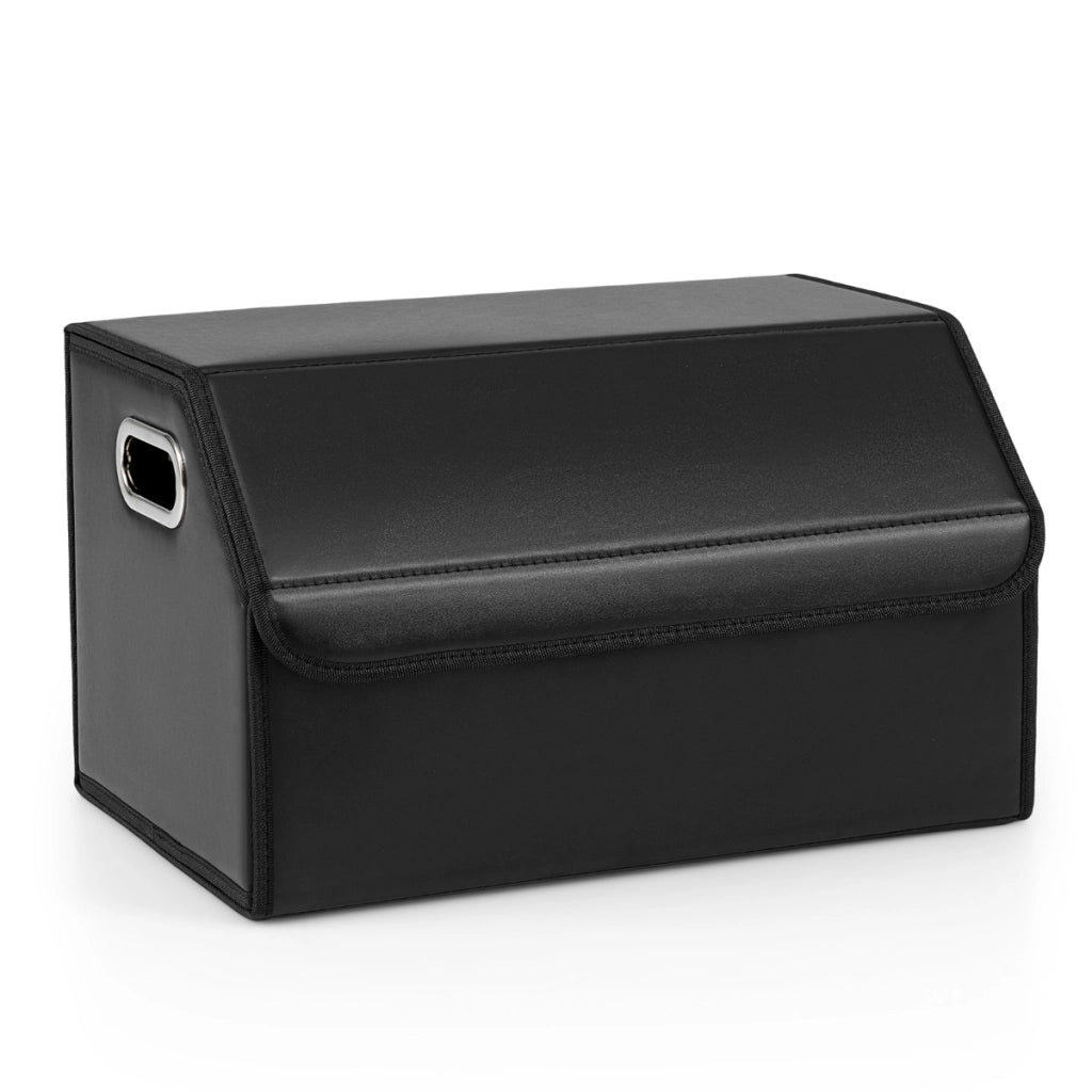 Scatola contenitore pieghevole con grande capacit¨¤ per berlina, Organizzatore per baule auto in pelle Nero-Accessori per veicoli