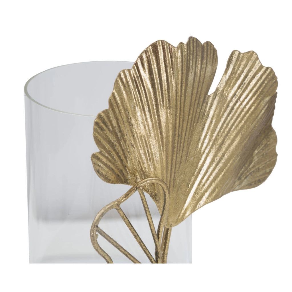 Portacandela Foglia 61, Oro, Metallo, 17x12x21 cm
