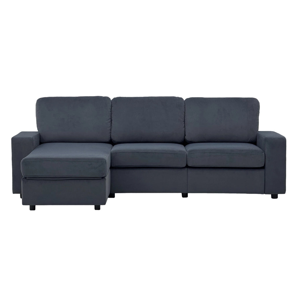 Divano Angolare con Ottomane e 4 Contenitori ¨C Xylo ¨C Tessuto Grigio Scuro, 245 cm
