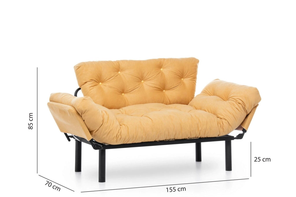 Guchol, Divano Letto 2 Posti Contenitore, 155x70 cm Giallo