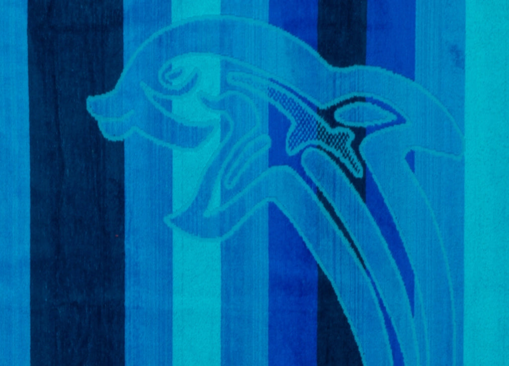 Telo Mare Jumbo Grande Jacquard Spugna Asciugamano Spiaggia - Telo Mare - Dolphin Stripe Blu