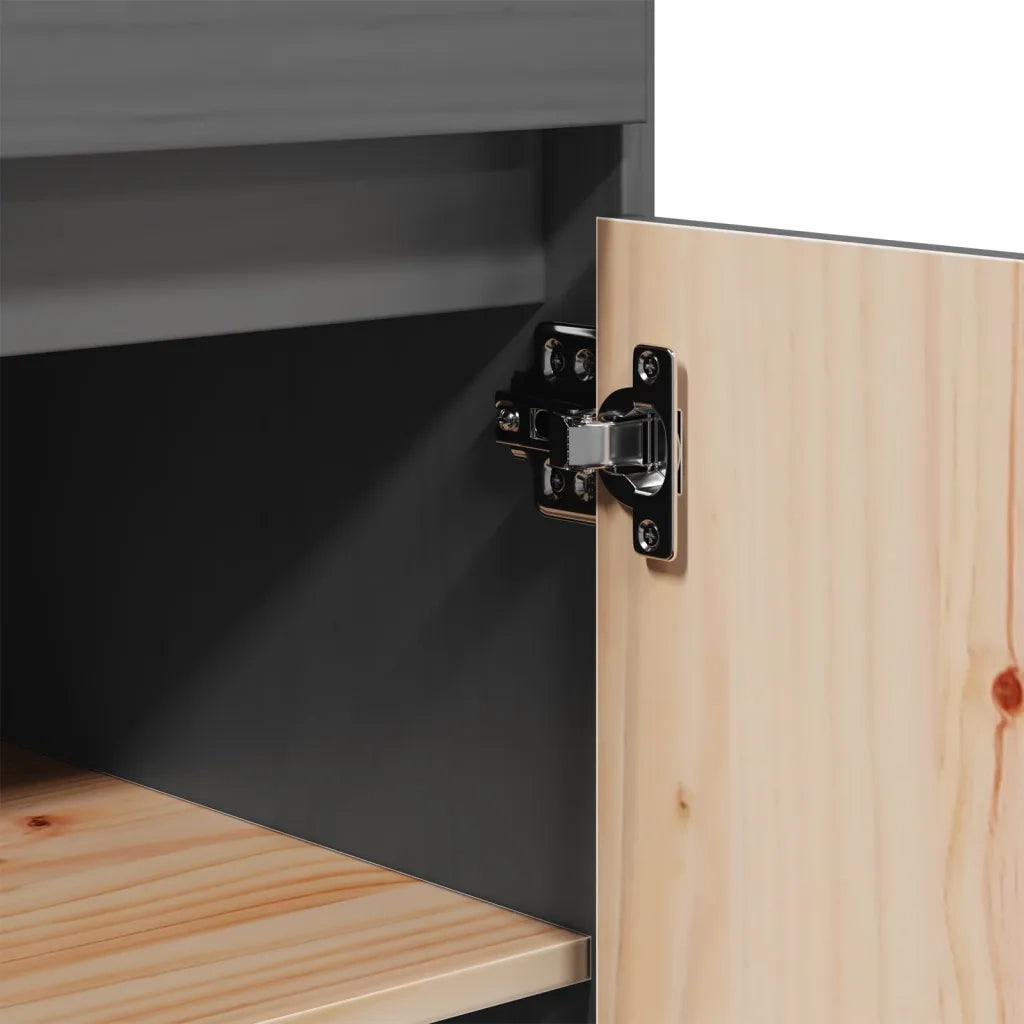 Credenza-Buffet-Armadio da cucina Grigia 60x40x116,5 cm in Legno Massello di Pino