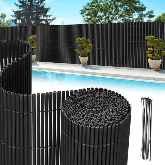 Pannelli di separazione per giardino e terrazza in PVC, 5m, resistente al vento e al tempo, UV resistente, colore antracite