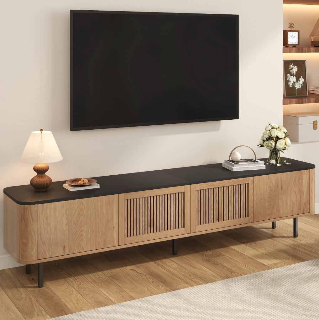 Mobile TV moderno 190x35x45 cm in MDF e pannelli di particelle; colore rovere
