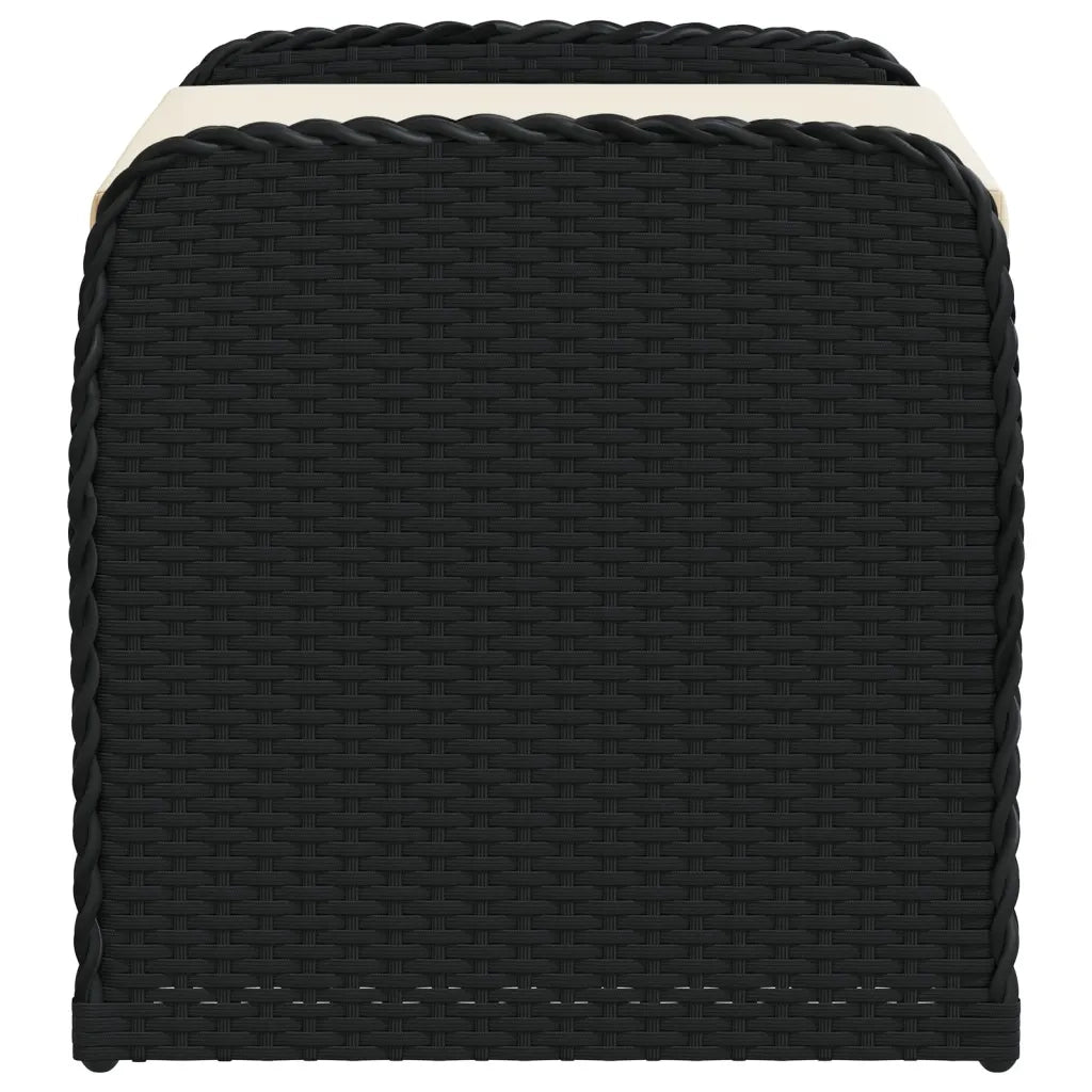 Cassapanca con Cuscino-Baule-Panca con ContenitoreNera 80x51x52 cm in Polyrattan
