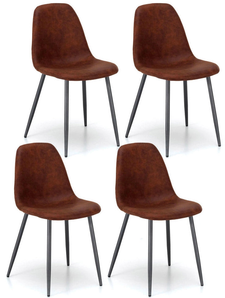 Set 4 Sedie 44x50xH84 cm in Similpelle Brigitte Marrone