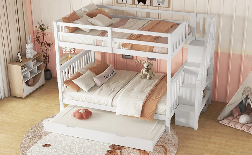 LETTO a castello con letto estraibile 140x200 cm in pino e MDF Bianco