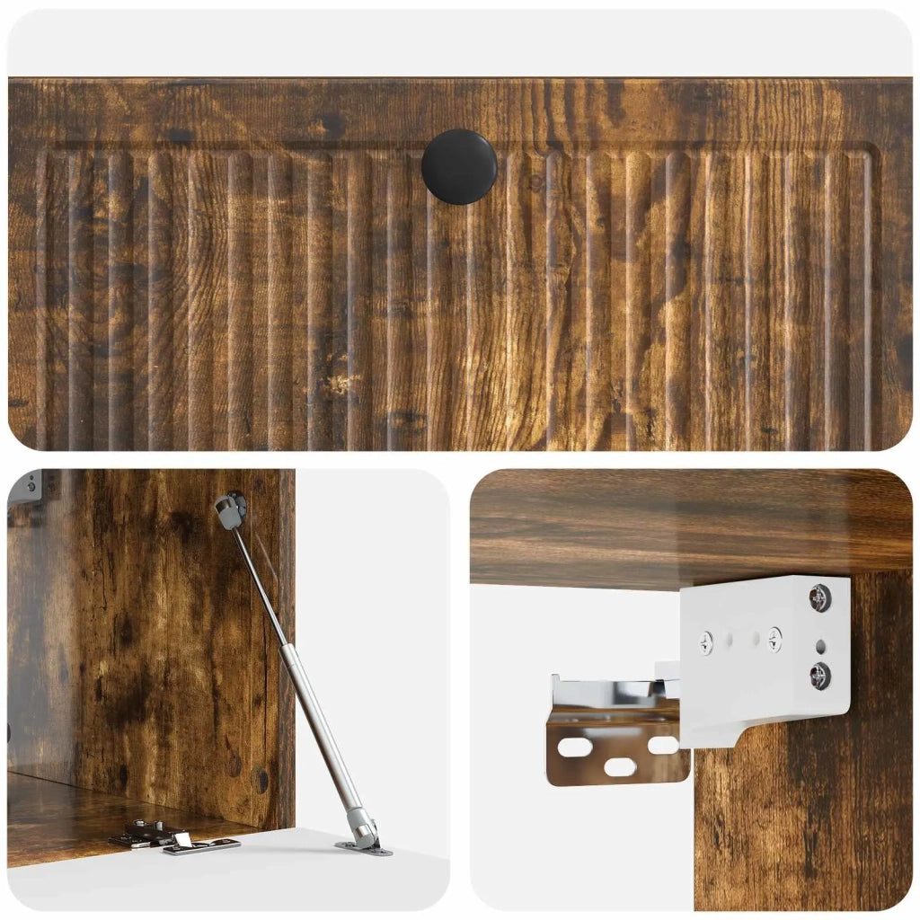 Mobile Porta TV da Muro-Credenza per TV sospesa Rovere Fumo 78,5 x 41 x 30 cm 419615