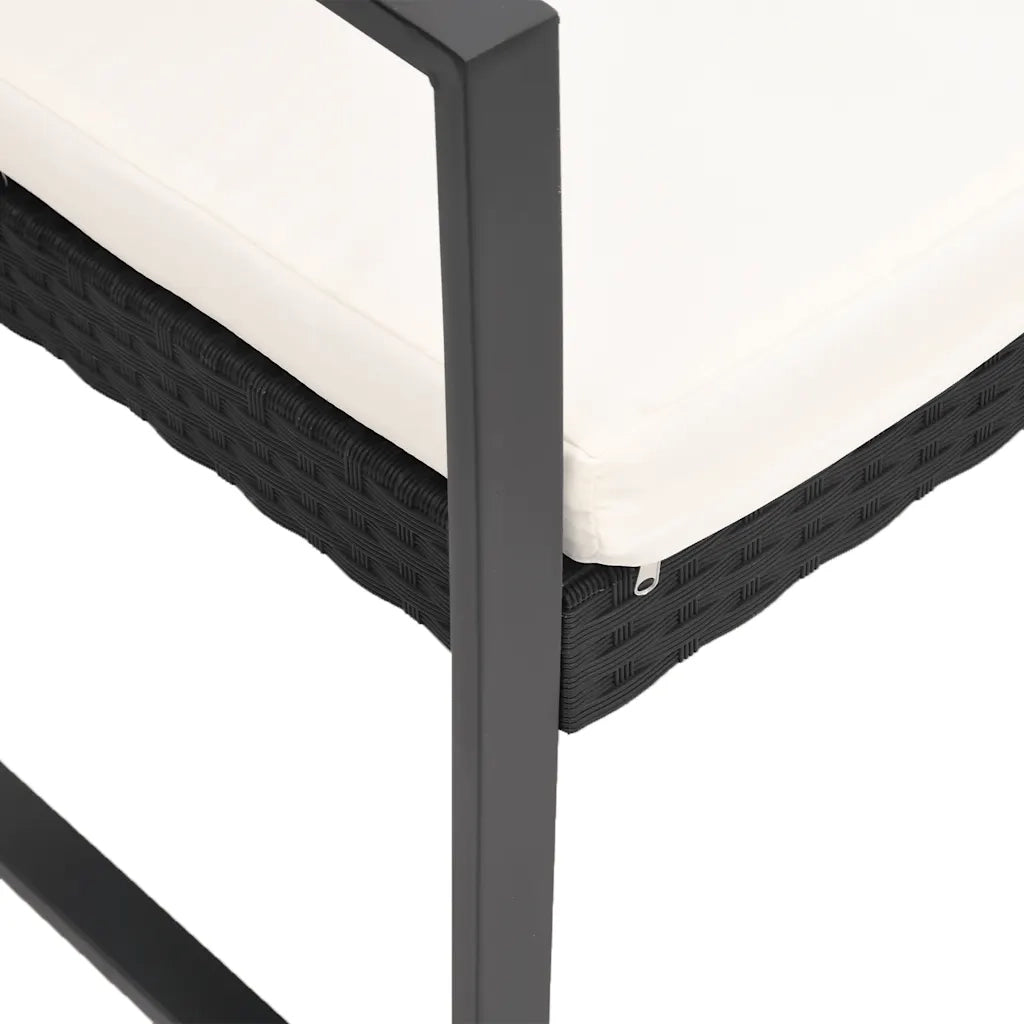 Panca da Giardino-Panca da esterno a 2 Posti con Cuscini in Rattan PP Nero