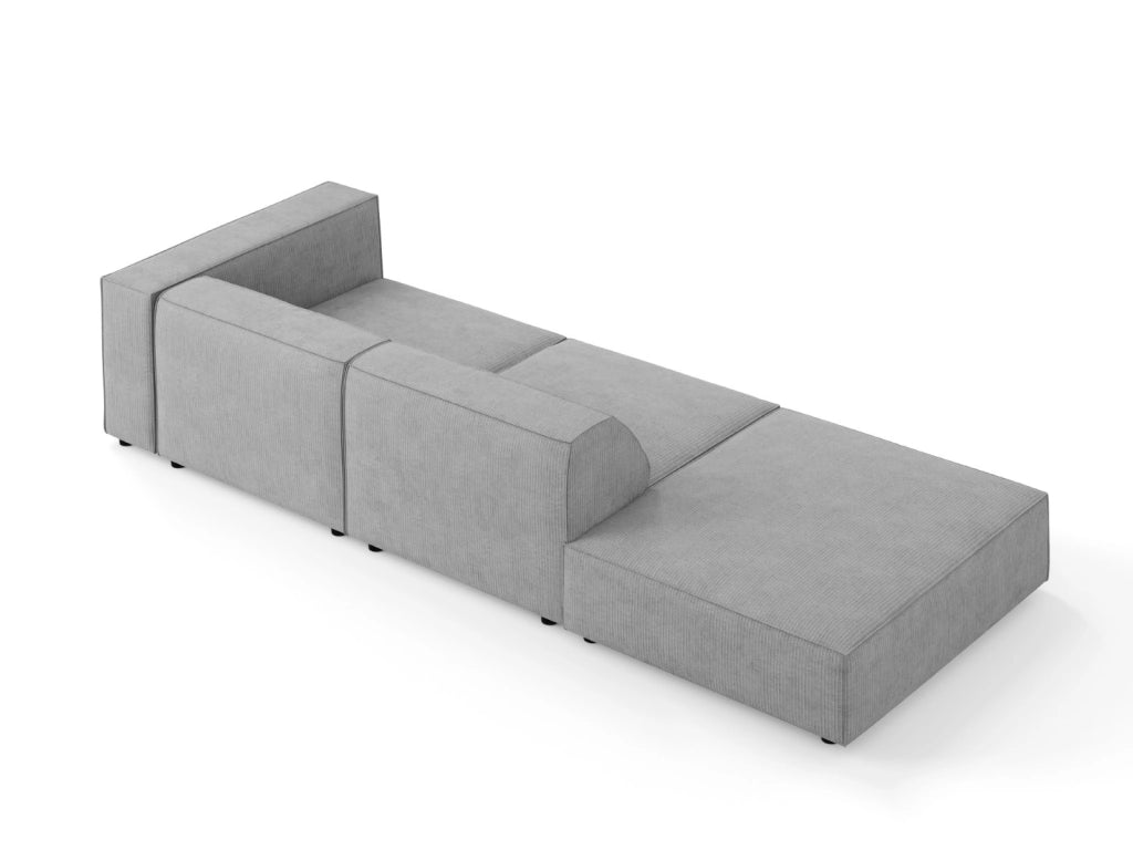 Cosmopolitan Design - Divano sinistro "Arendal" 4 posti in ciniglia con effetto a coste grigio scuro 