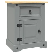 Comodino in Legno di Pino Messicano Corona Grigio 53x39x67 cm cod mxl 30635