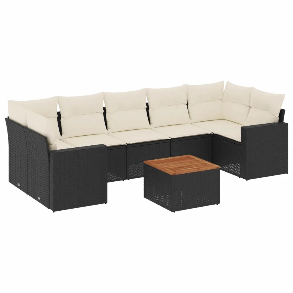 Set Divani da Giardino con Cuscini 8 pz Nero in Polyrattan 3256364