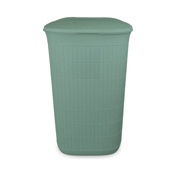 Stefanplast Cesto Portabiancheria Domus 50L Verde in Plastica Rigenerata Design Geometrico