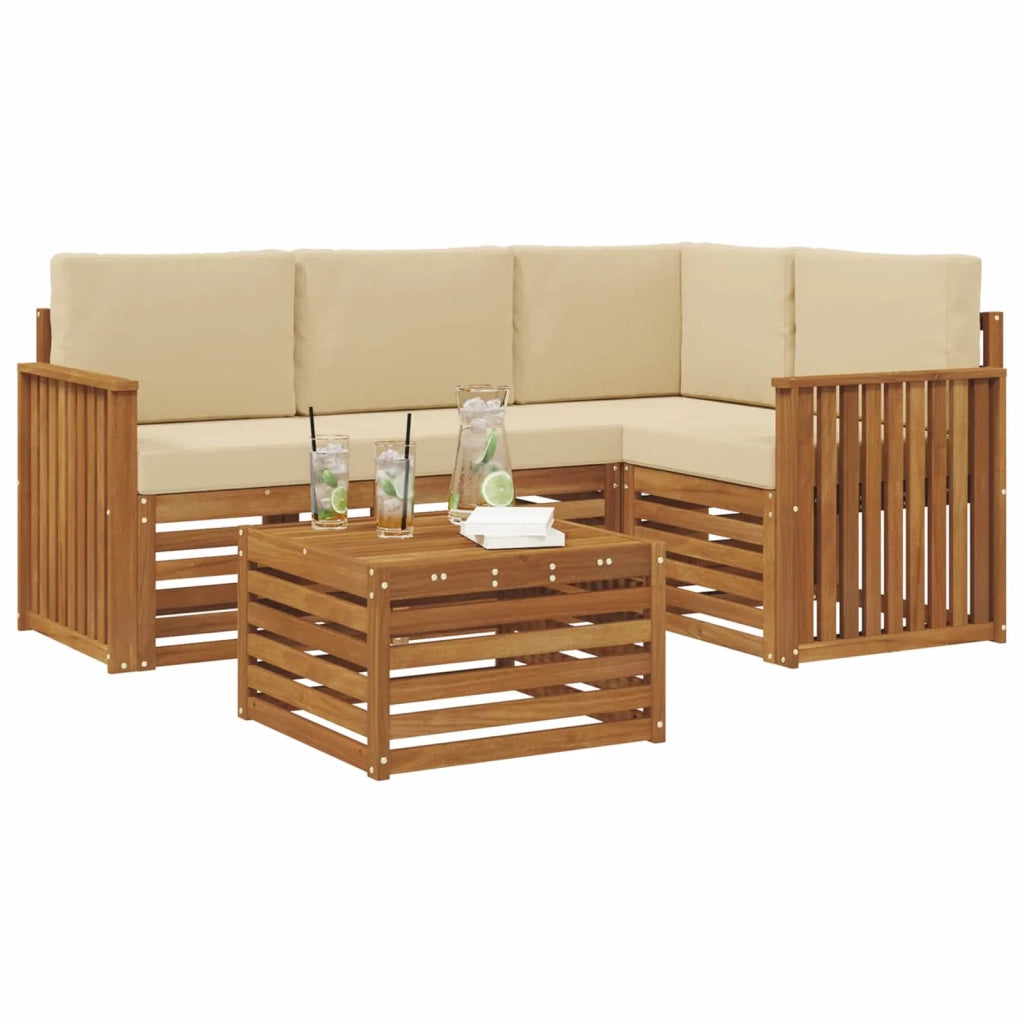 Set di divani da esterno con cuscino 5 pcs Naturale e Beige 3374768