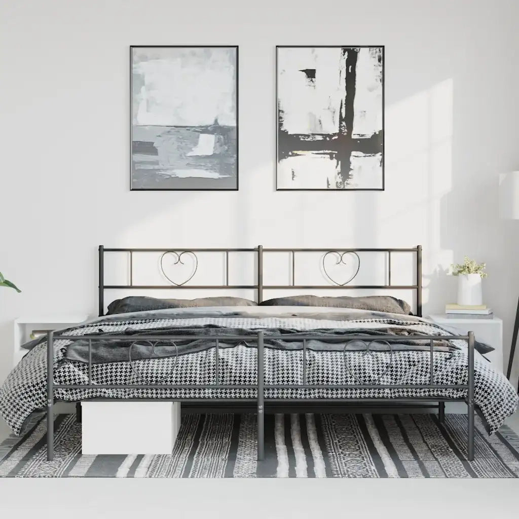 Giroletto con Testiera e Pediera Metallo Nero 183x213 cm 355486