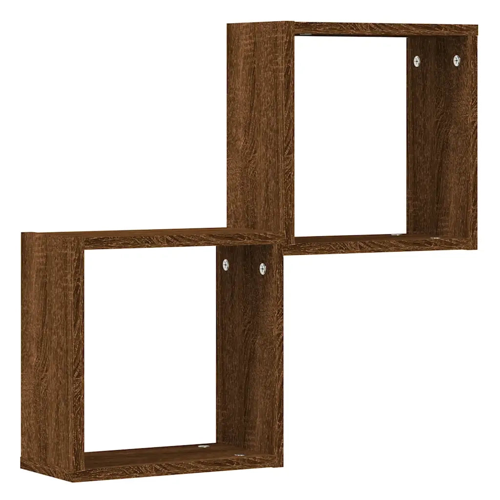 Mensole a Cubo 2 pz Rovere Marrone 30x15x30 cm