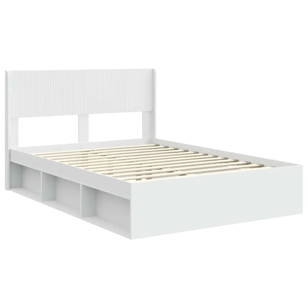 Struttura del letto con stoccaggio e testata Bianco 3414203