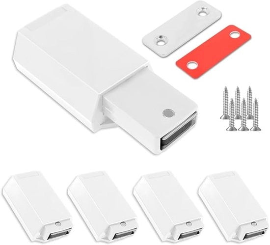 Drukslittizzanti magnetici robusti, 5 pezzi di chiusura magnetica bianca, chiusura nascosta per armadi, ante, armadi a muro e porte della cucina.