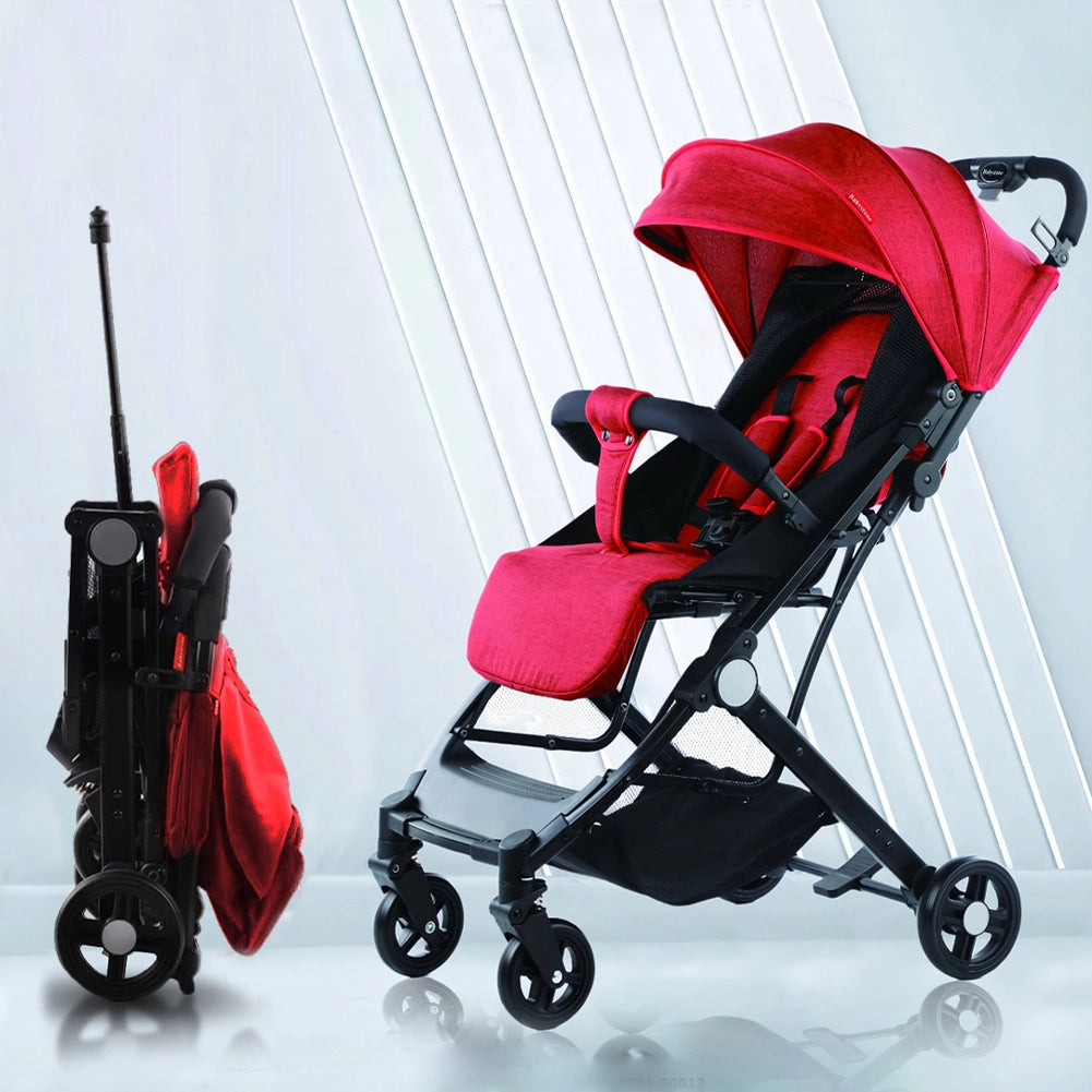 Passeggino Ultraleggero Chiusura Facilitata Salvaspazio Portata 15 kg Rosso