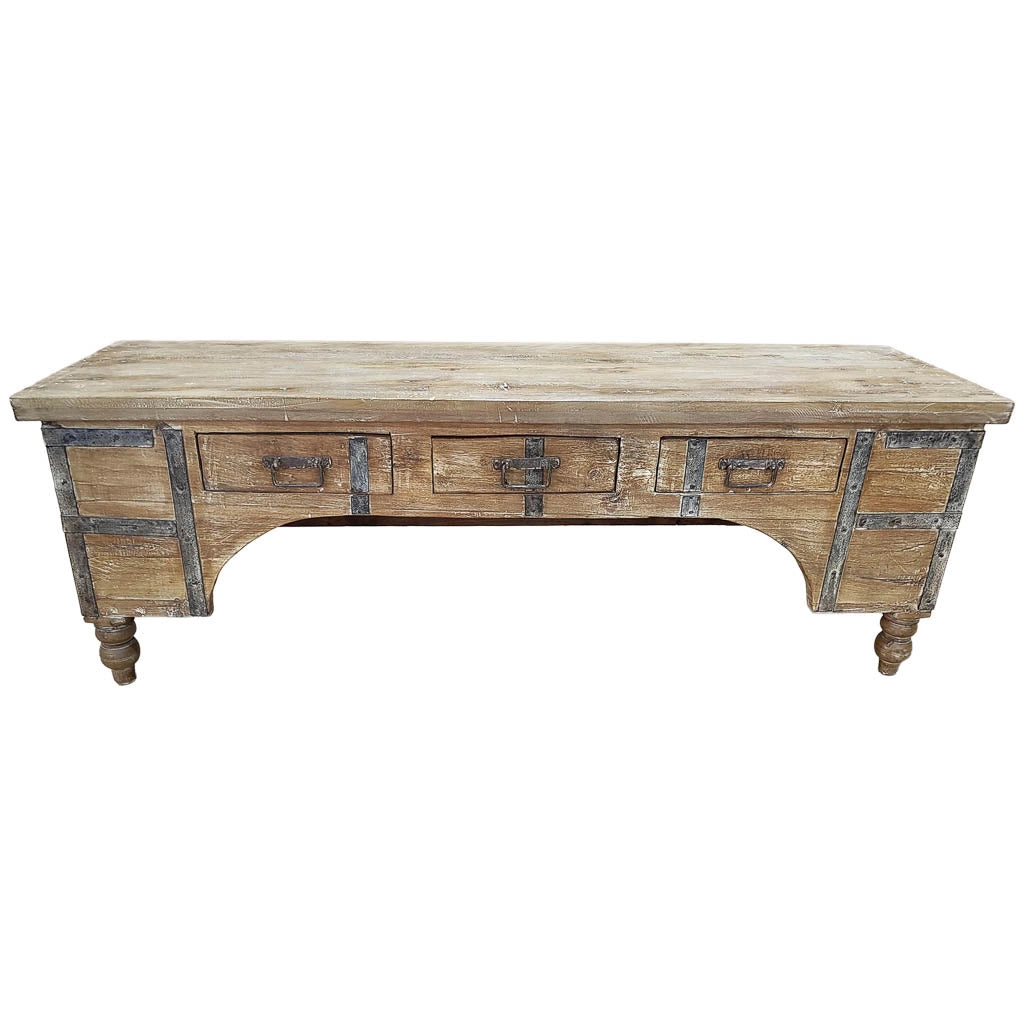 Mobile basso artigianale in legno 165-175x45x57h cm