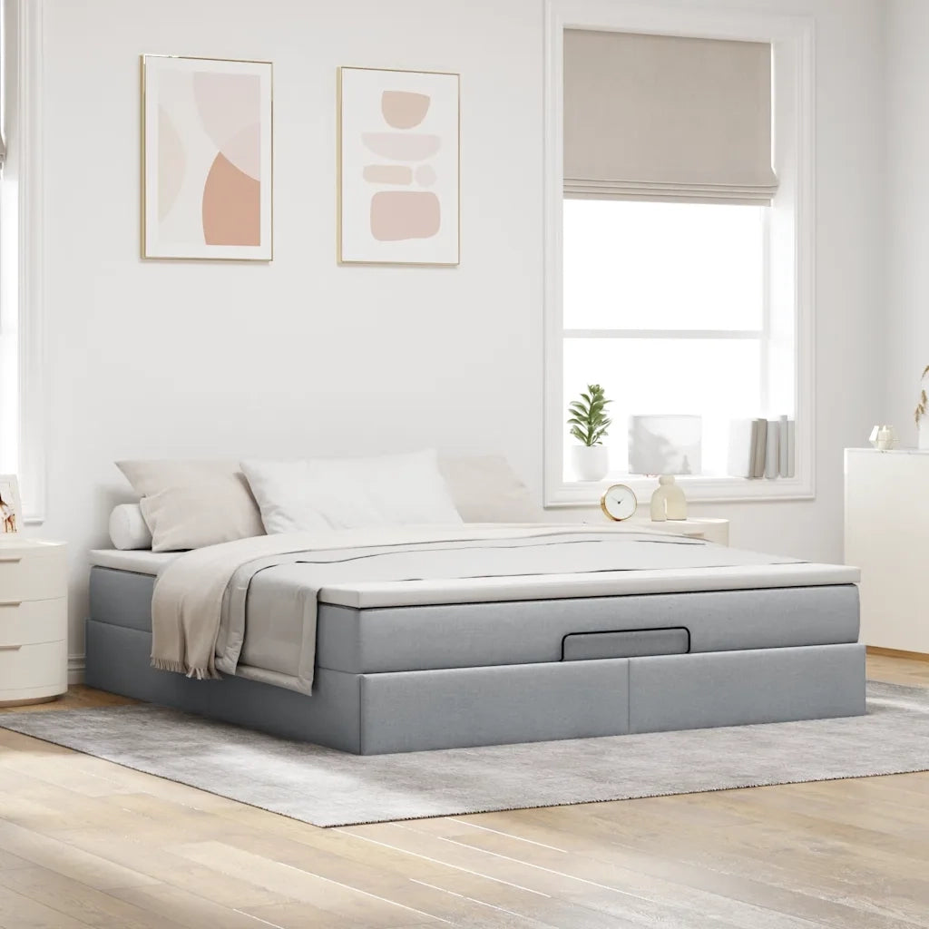 Struttura Letto Pouf con Materasso 180x200 cm in Tessuto 3311127