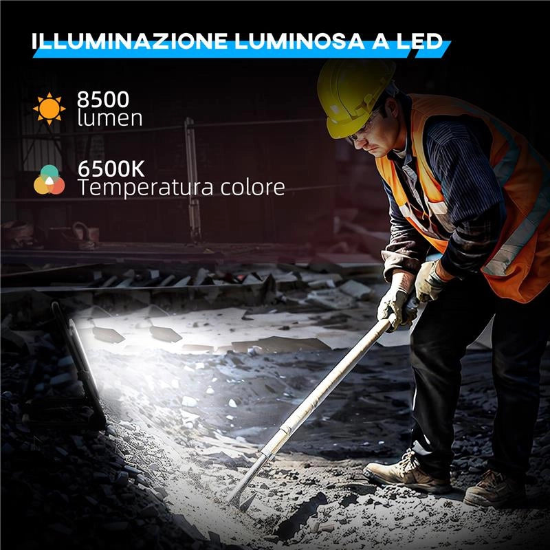 FARETTO LED DA LAVORO DA 6500K CON TESTA GIREVOLE E SUPPORTO REGOLABILE IN ALLUMINIO E METALLO 35X20X32 CM NERO