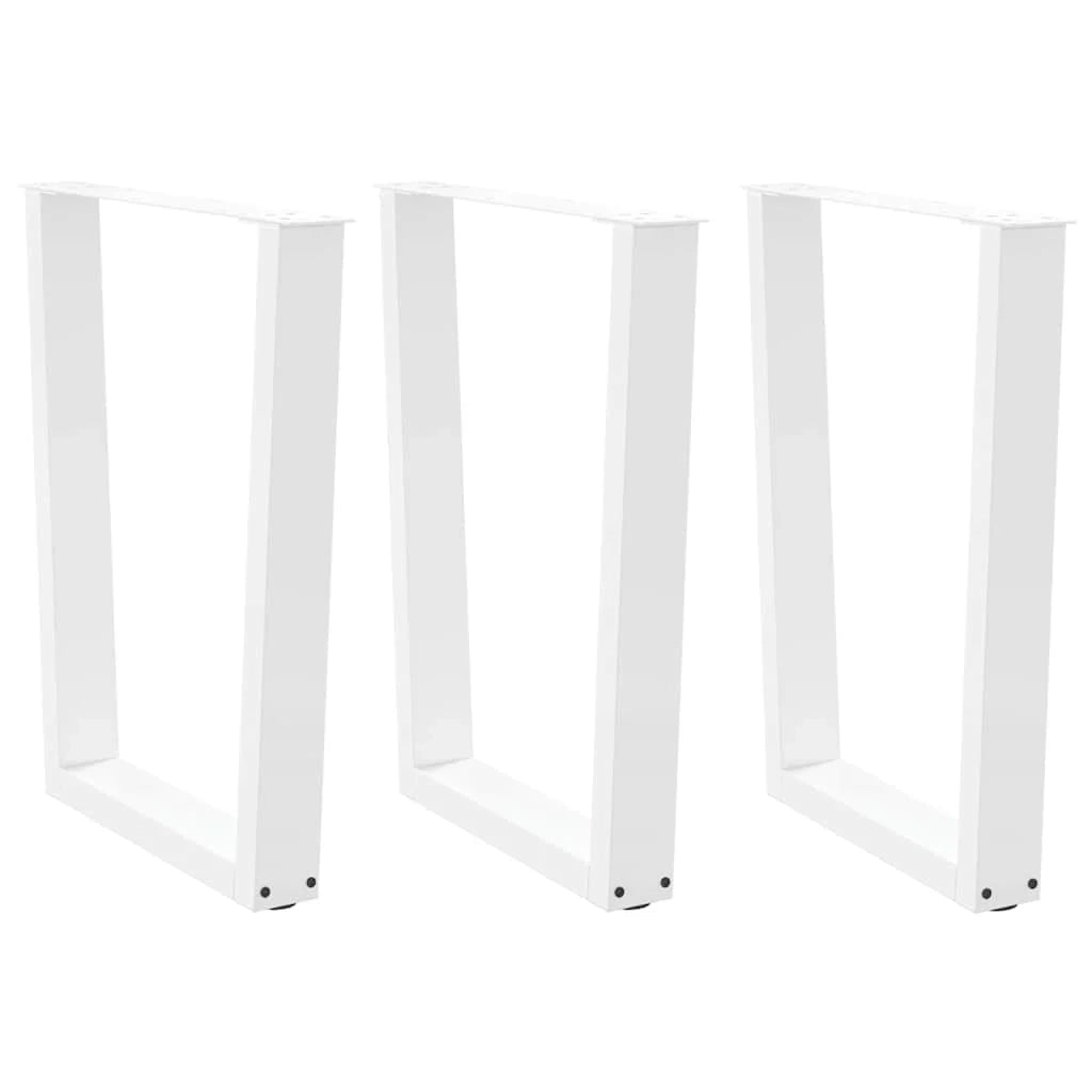 Set di 3 gambe per tavolo da pranzo a forma di V 70 x 73 cm con piedini regolabili design moderno acciaio bianco 02_0056947