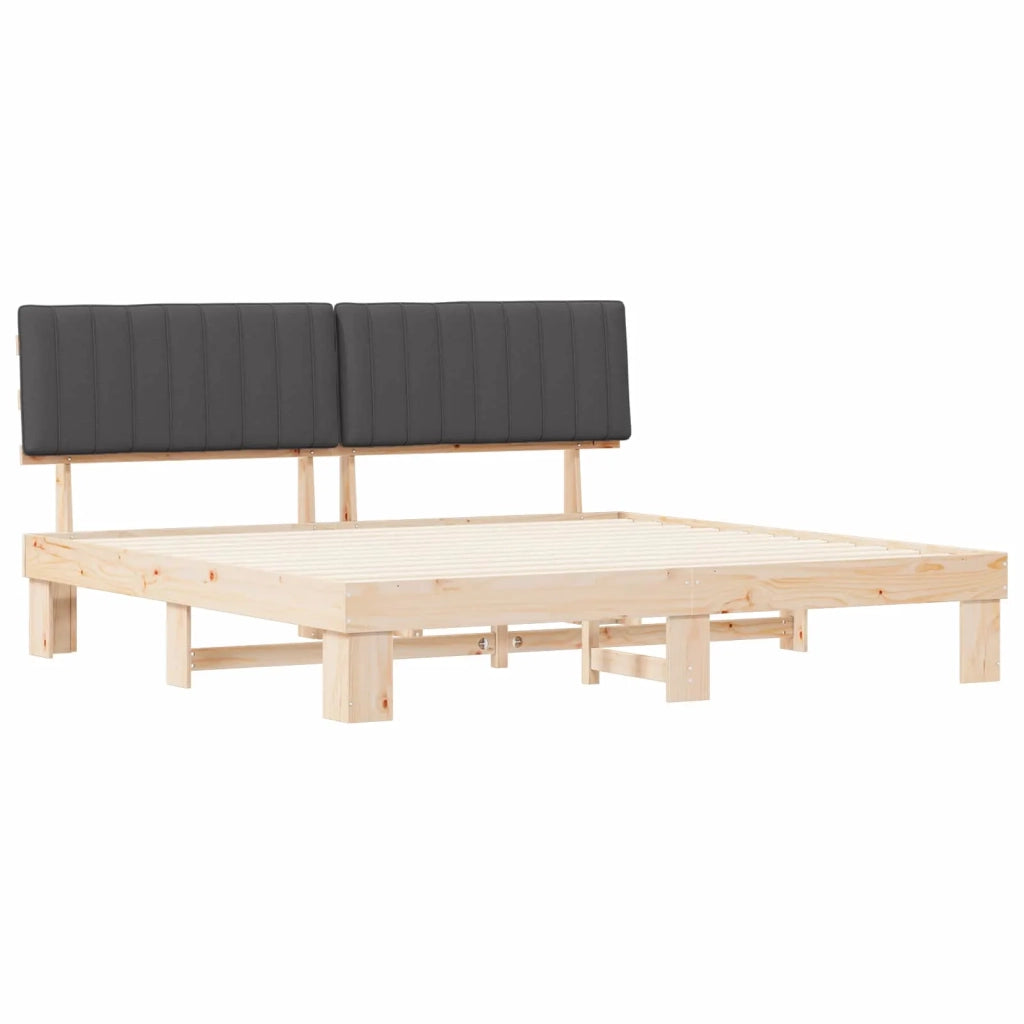 Letto con Testiera Rivestita Grigio scuro 200 x 200 cm