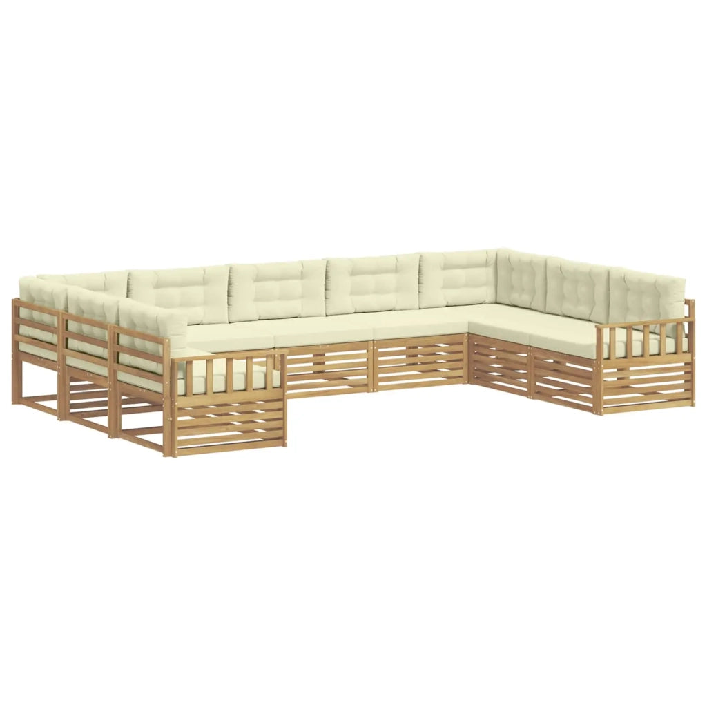 Set di divani da esterno 9 pz Bianco e Crema 3391145