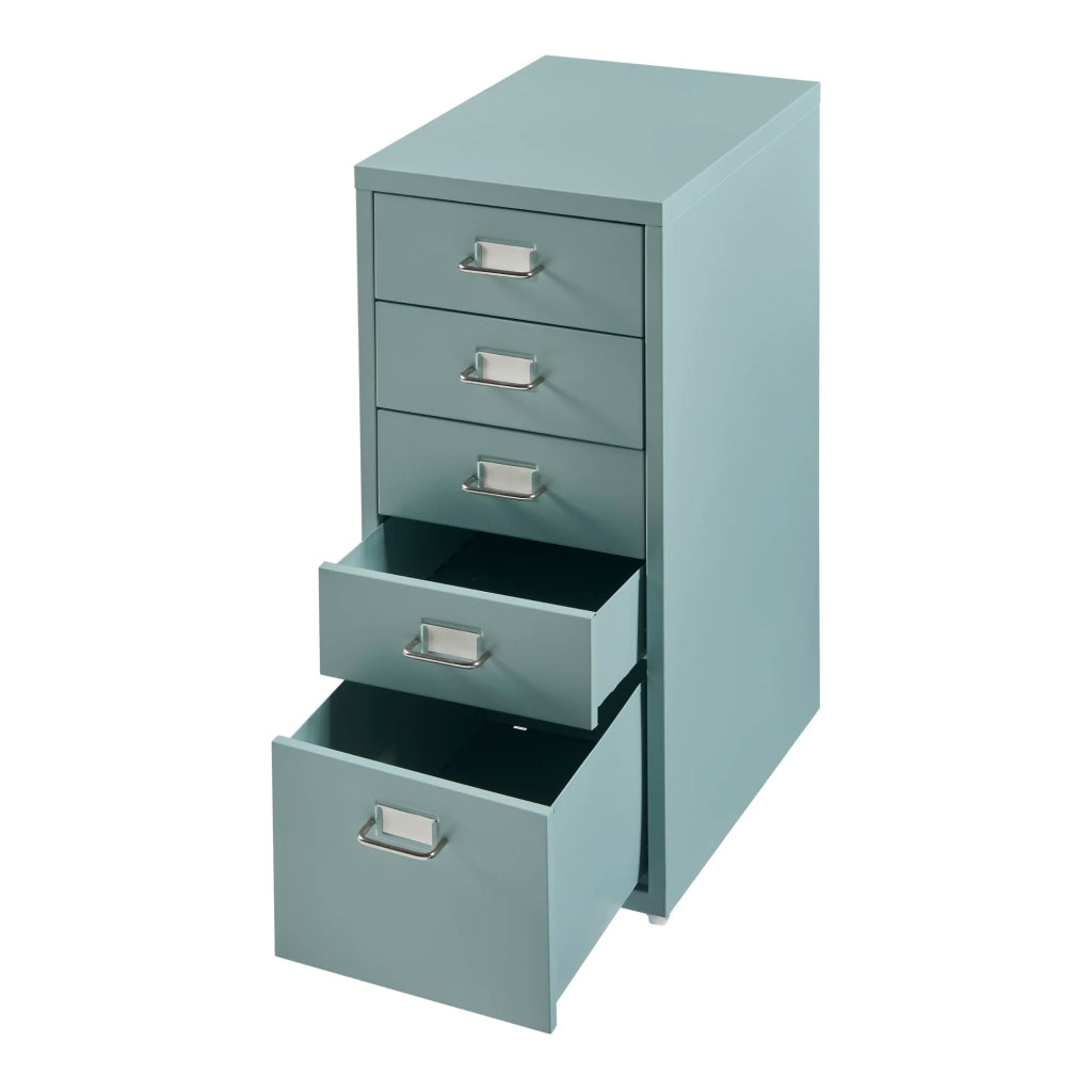 Mobiletto da ufficio mobile contenitore su ruote con 5 cassetti 69 x 28 x 41 cm verde menta 03_0009108