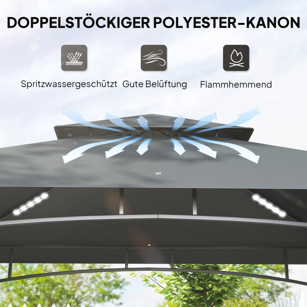 Pergola da Giardino con LED ¨C zephmum ¨C Grigio 240x150x258 cm